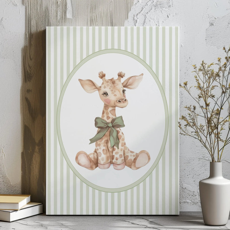 Baby Giraffe Wall Art | Watercolor Safari Nursery Decor | Premium Gallery Wrapped Canvas | Gender Neutral Baby Shower Gift