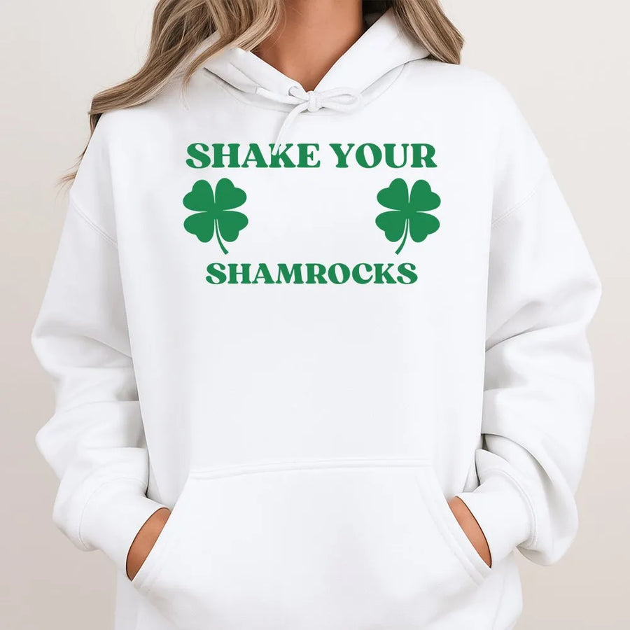 Shake Your Shamrocks Hoodie | St. Patrick's Day Clover Graphic | Premium Cotton Blend | Funny Irish Holiday Gift for Men and Women