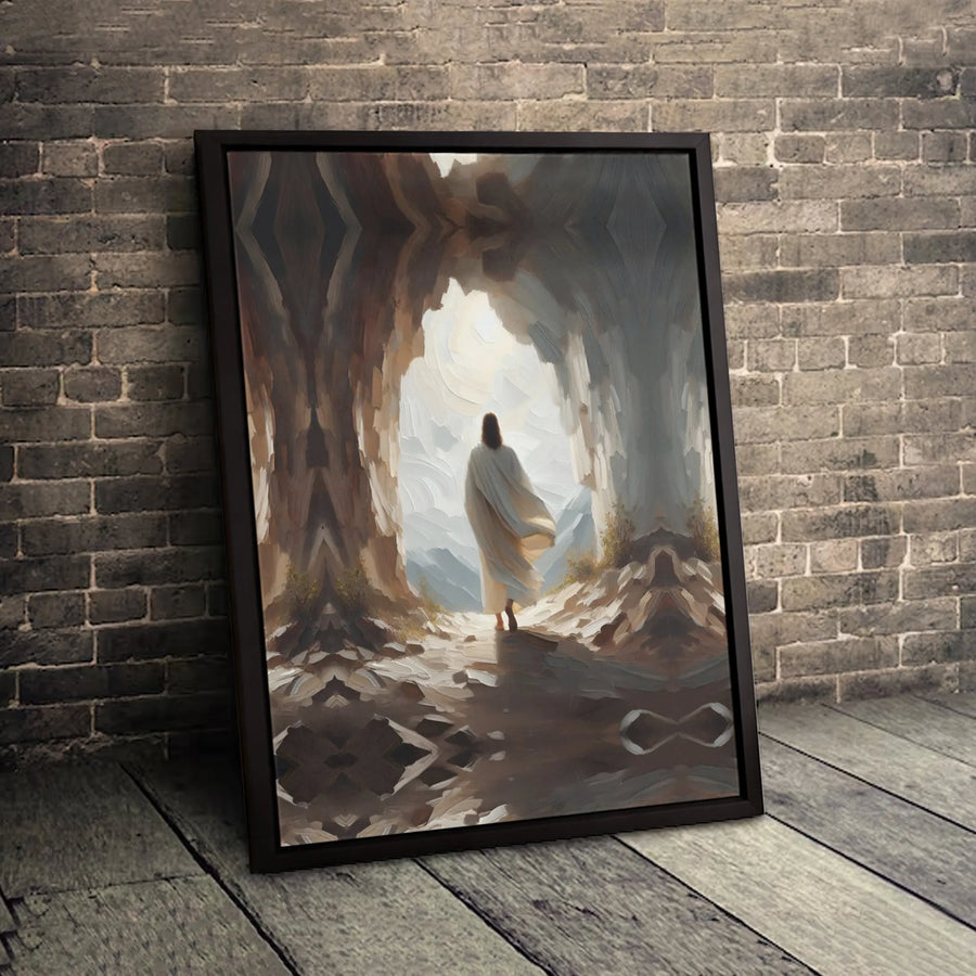 Jesus Resurrection Canvas Wall Art | Empty Tomb Oil Painting Print | Gallery-Quality Thick Profile | Christian Home Decor Gift