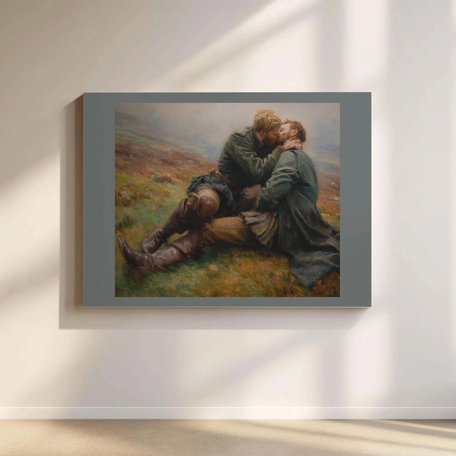 Gay Couple Art Print | Romantic Vintage Landscape Canvas | Premium Stretched Gallery Wrap | Meaningful LGBTQ Home Decor Gift