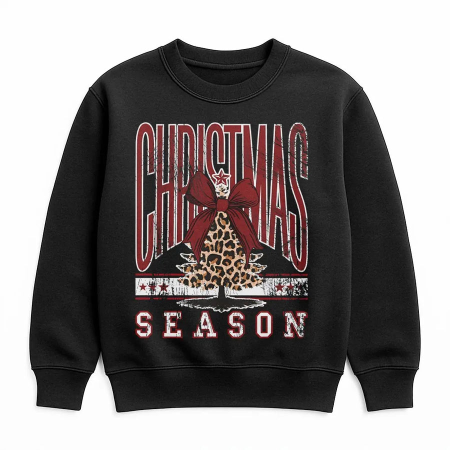 Christmas Season Sweatshirt | Leopard Print Tree With Bow | Premium Cotton Blend | Trendy Holiday Gift For Women