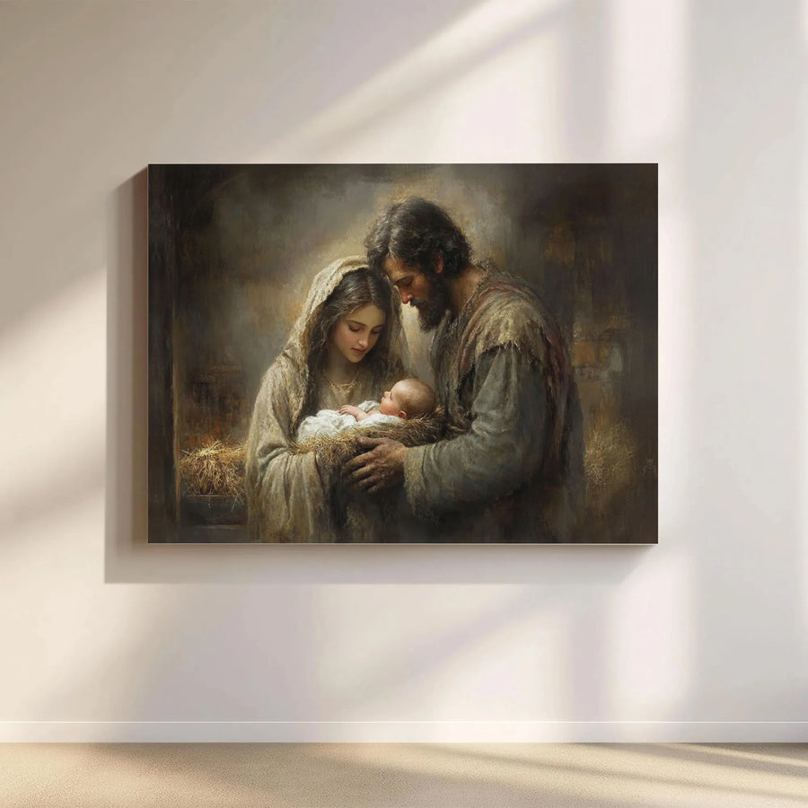 Nativity Scene Canvas Print | Holy Family Gallery Wrap Art | Premium Fade-Resistant Wall Decor | Christian Holiday Home Gift