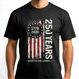 America 250th Anniversary T-Shirt | 1776-2026 Quarter-Millennial Distressed Flag | 100% Cotton Premium Tee | Patriotic USA Celebration Gift