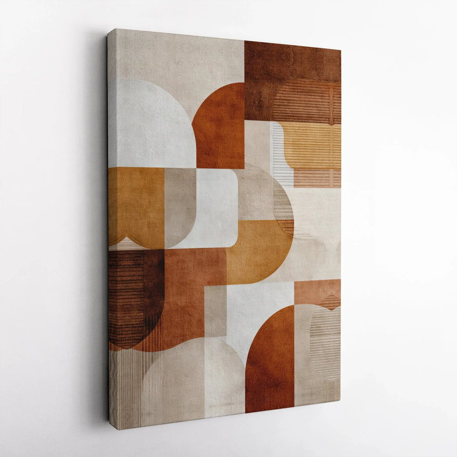 Mid-Century Modern Abstract Wall Art | Geometric Earth Tone Canvas Print | Premium Gallery-Wrapped Decor | Minimalist Living Room Gift