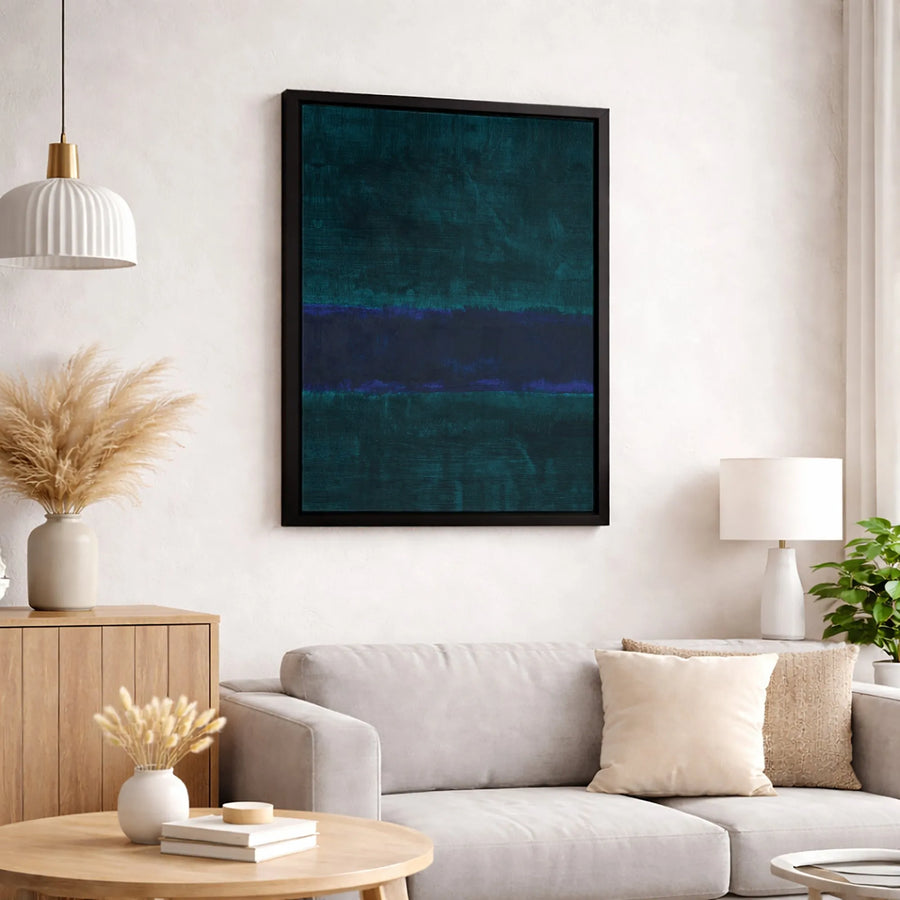 Abstract Teal And Blue Wall Art | Modern Minimalist Horizontal Stripe Canvas Print | 1.25 Inch Gallery Wrap | Premium Home And Office Decor