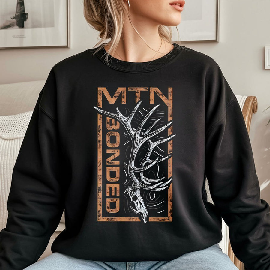 Mtn Bonded Hunting Sweatshirt | Deer Skull Antler Graphic | Premium Cotton Blend | Outdoor Adventure Gift for Hunters