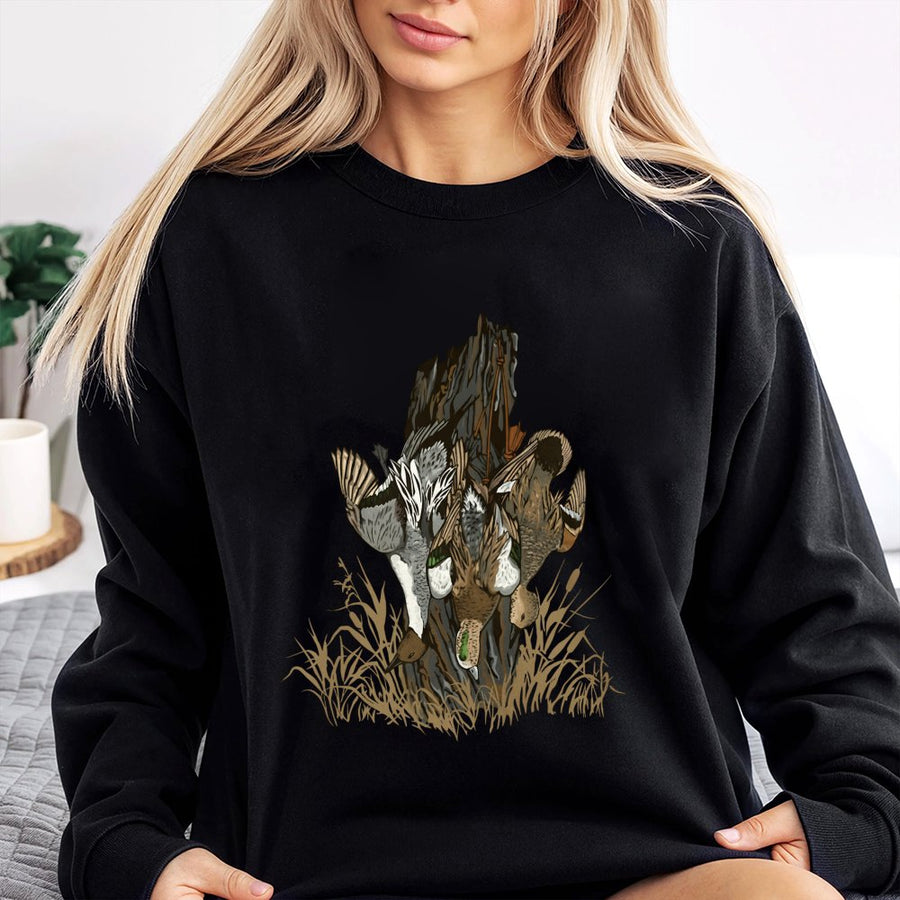 Duck Hunting Sweatshirt | Mallard Waterfowl Illustration | Premium Cotton Blend Crewneck | Outdoor Gift For Hunters