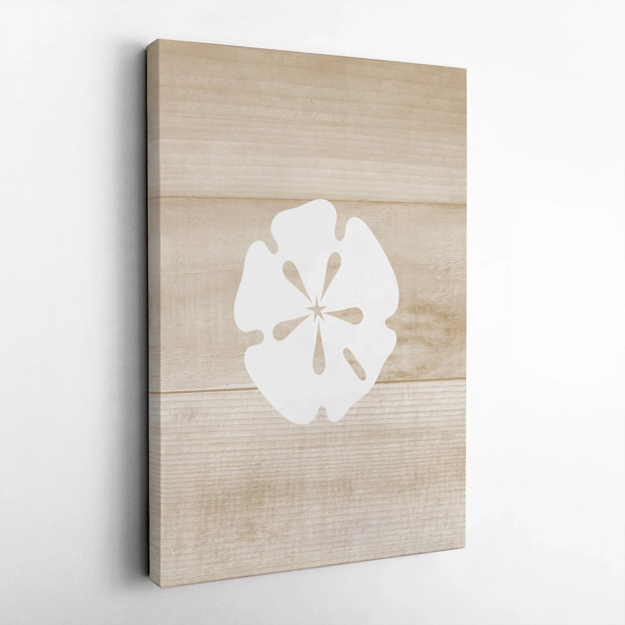 Sand Dollar Wall Art | Rustic Wood Grain Coastal Decor | Premium Gallery Wrap Canvas | Beach House Living Room Gift