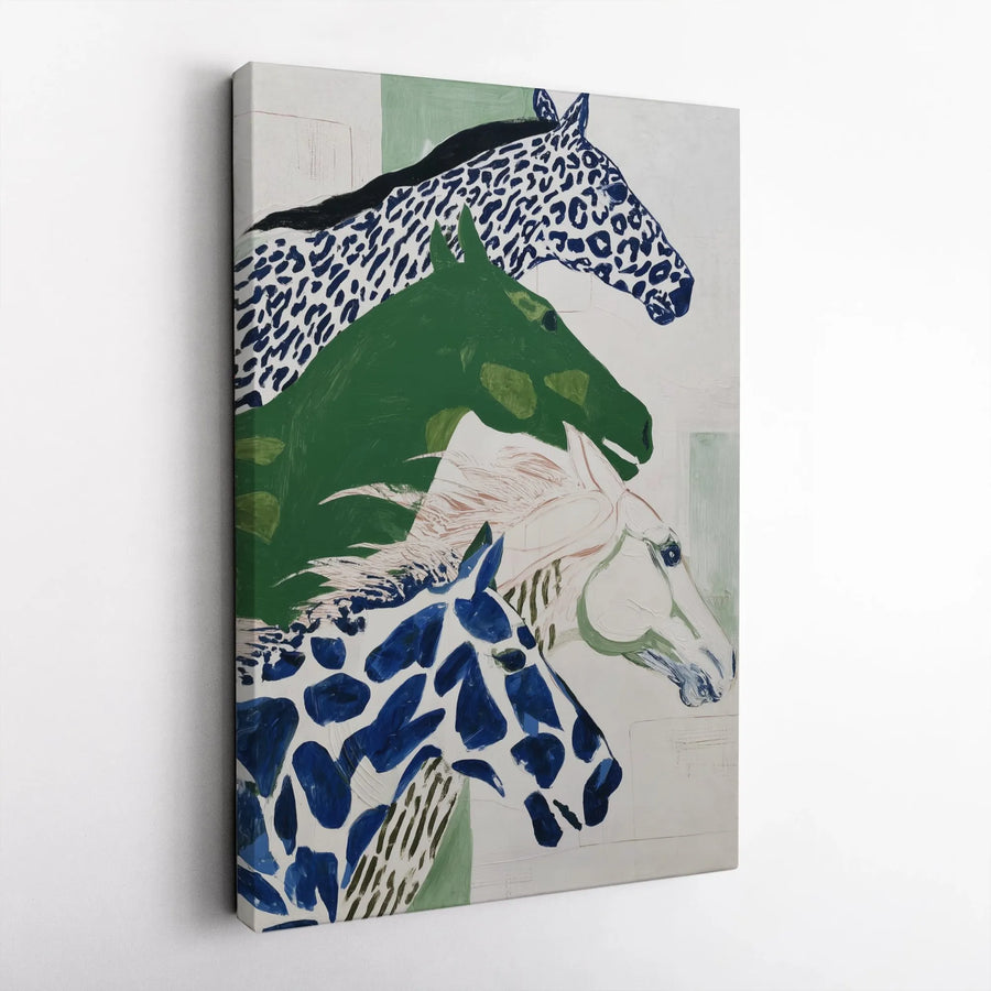Abstract Horse Canvas Wall Art | Modern Equestrian Portrait with Animal Print | Premium Gallery Wrapped Canvas | Contemporary Home Decor Gift for Horse Lover