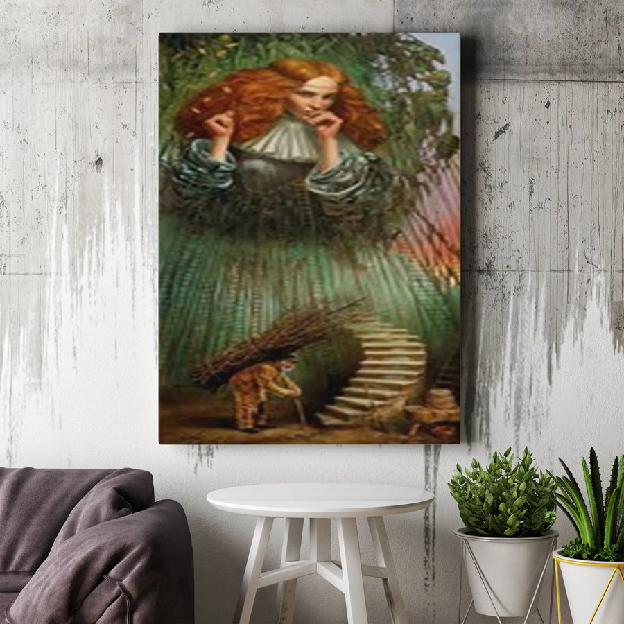 A Misgiven Thought Vertical Canvas | John Anster Fitzgerald Painting | Premium Victorian Fairy Art Print | Classic Fantasy Home Decor Collector's Gift