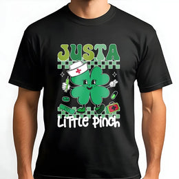 Nurse St. Patrick's Day T-Shirt | Just A Little Pinch Shamrock Design | Soft Premium Cotton | Funny Gift for Nurses, RN, LPN, Nursing Students