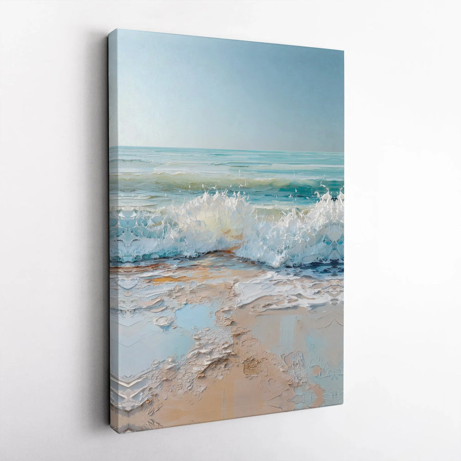 Ocean Wave Canvas Wall Art | Textured Coastal Seascape Painting | Premium Gallery Wrap Print | Beach House Home Decor Gift