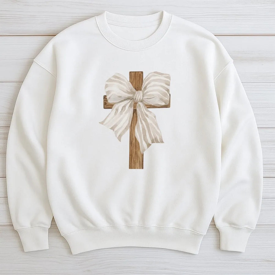 He Is Risen Easter Sweatshirt | Coquette Aesthetic Christian Design | Cotton-Poly Blend Premium Comfort | Religious Holiday Gift for Women
