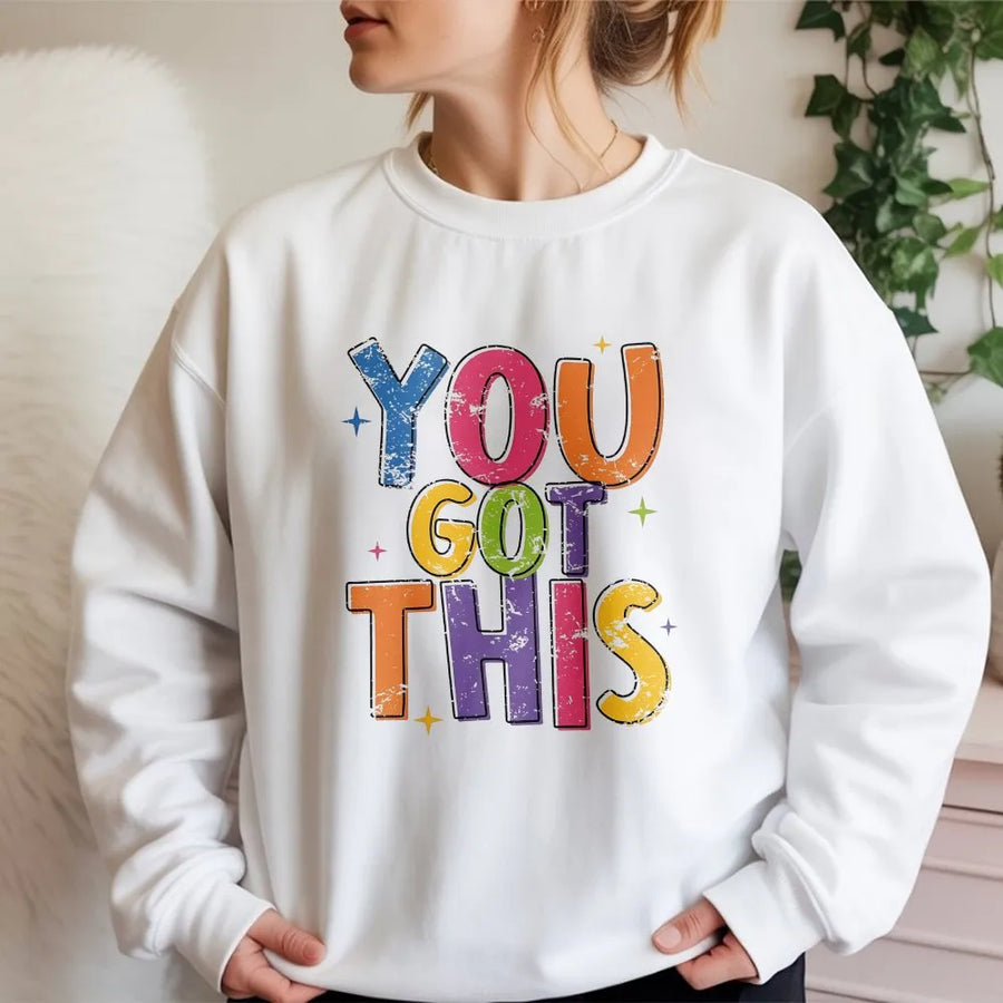 Retro Teacher Sweatshirt | You Got This Positive Affirmation Graphic | Comfort Colors 100% Cotton | Gift for Elementary Teacher, First Day of School Outfit