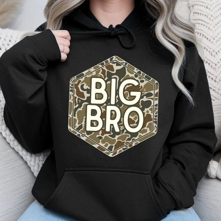 Matching Brother Shirts | Big Bro & Lil Bro Camo Graphic Tee | Soft Cotton | Pregnancy Announcement Gift for Boys