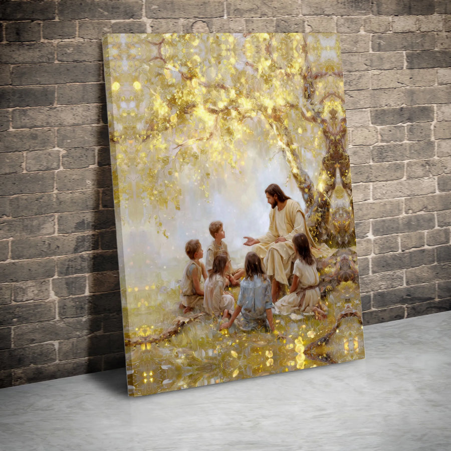 Jesus Teaching Children Canvas Print | Spiritual Bible Story Art | Premium Gallery Wrapped Canvas | Christian Home Decor Gift