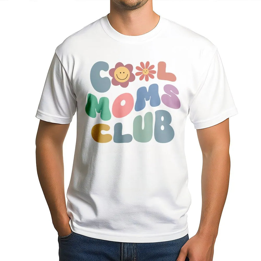 Cool Moms Club T-Shirt | Retro Groovy Bubble Letter Graphic | Premium 100% Cotton Tee | Trendy Mother's Day 2026 Gift for Mom