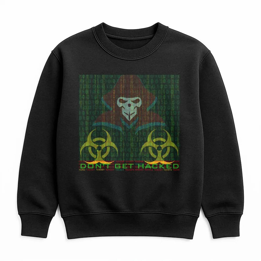 Hacker Sweatshirt | Cybersecurity Glitch Skull Design | Premium Cotton-Poly Blend | Gift for Programmers and Coders