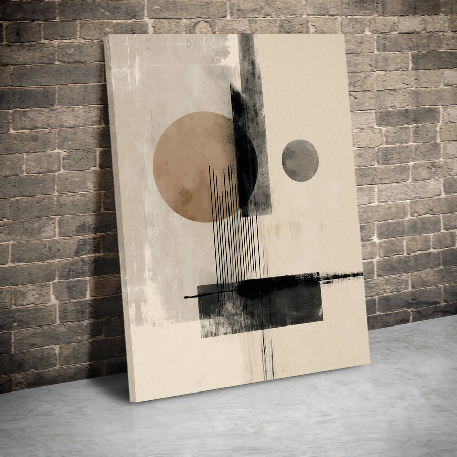 Abstract Geometric Wall Art | Minimalist Neutral Mid Century Modern Canvas Print | Premium Gallery Wrapped | Home Office Living Room Decor Gift