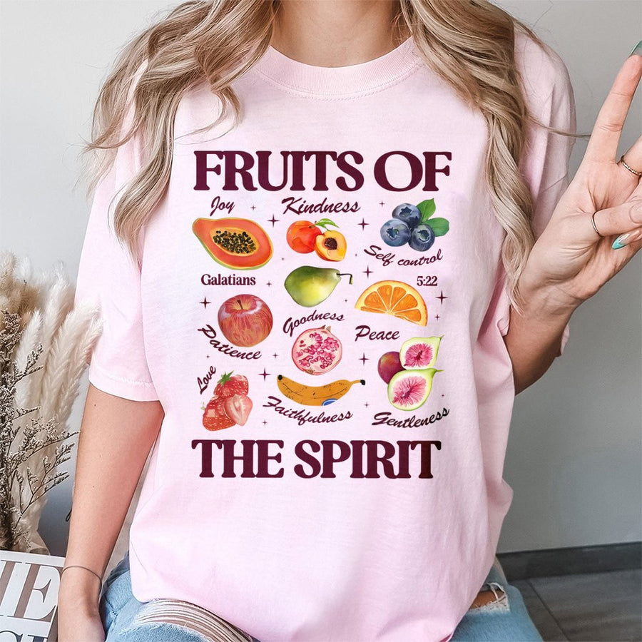 Fruits Of The Spirit T-Shirt | Galatians 5:22 Bible Verse Graphic | Premium Cotton Christian Apparel | Faith-Based Religious Gift For Believers