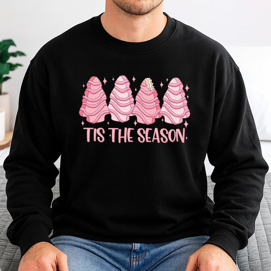 Christmas Tree Cake Sweatshirt | Tis The Season Graphic Holiday Sweater | Soft Cotton Blend | Cozy Women's Festive Gift Apparel