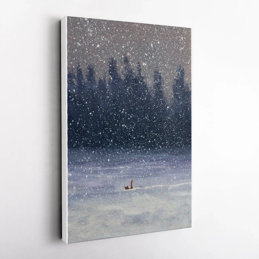 The Never Ending Shit Show Canvas Wall Art | Impressionist Winter Fox Painting | Premium Gallery Wrapped Canvas | Humorous Office & Home Decor Gift