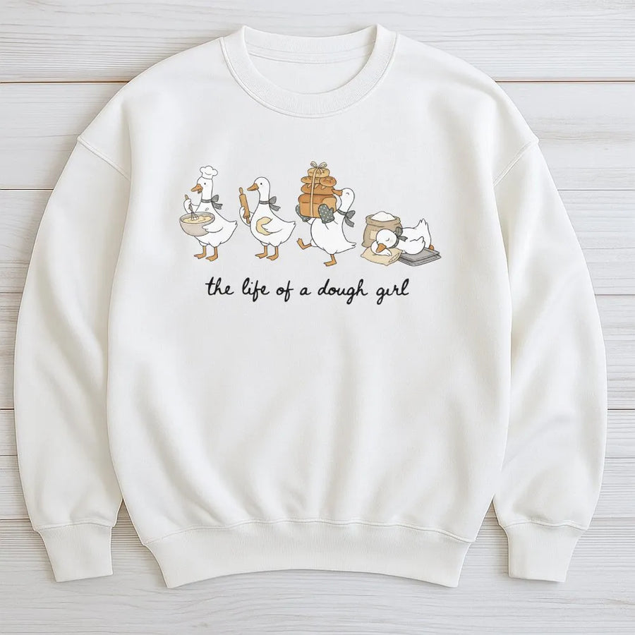 Dough Girl Sweatshirt | Cute Baking Goose Graphic Sweatshirt | Soft Cotton-Blend Pullover | Premium Gift for Bakers and Chefs