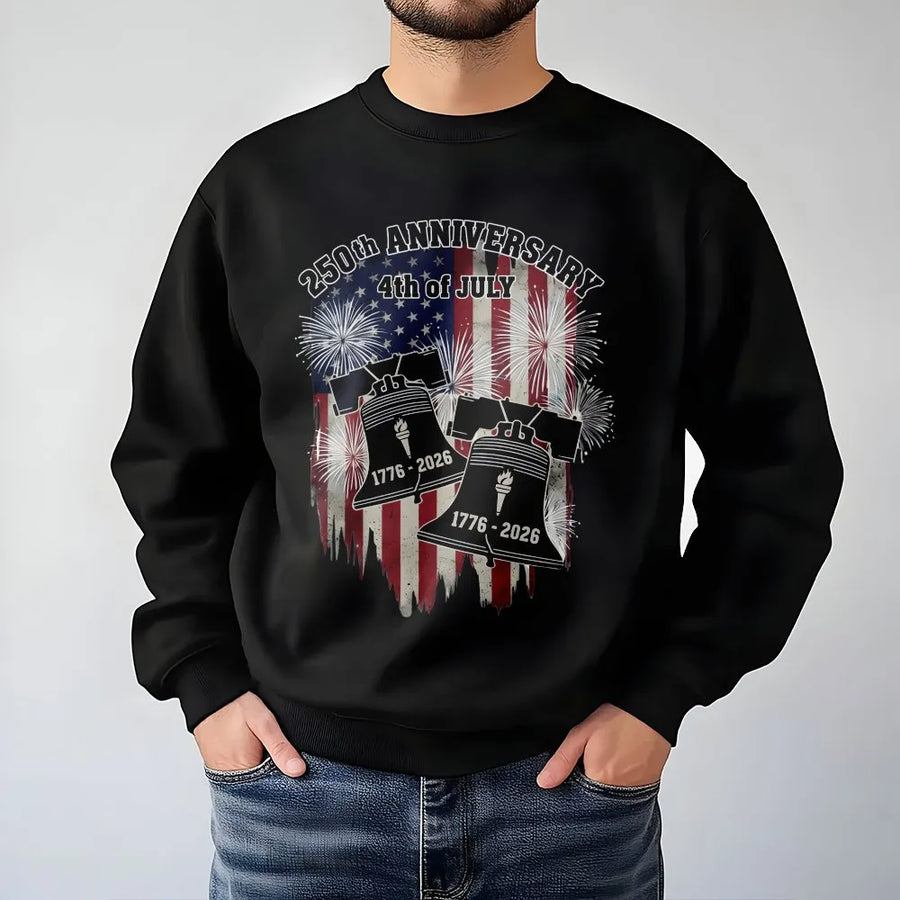 250th Anniversary 4th of July Shirt | Vintage American Flag & Liberty Bell Design | Soft 100% Cotton Tee | Patriotic Independence Day 2026 Gift