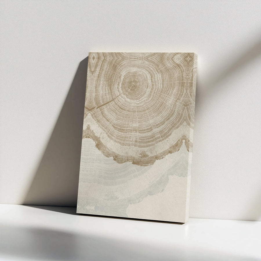Wood Slice Wall Art | Minimalist Tree Ring Abstract Print | Premium Gallery Canvas | Modern Farmhouse Home Decor Gift