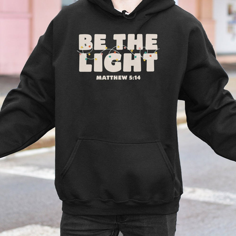 Be The Light Hoodie | Matthew 5:14 Bible Verse Christmas Design | Premium Cotton Blend | Faith-Based Inspirational Gift For Christian Men Women
