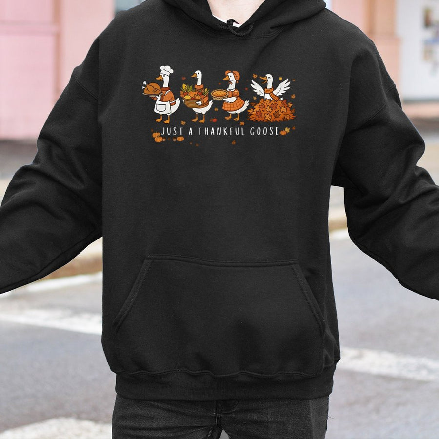 Thanksgiving Goose Hoodie | Cute Silly Goose Autumn Graphic | Premium Cotton Blend | Funny Fall Gift for Women and Men