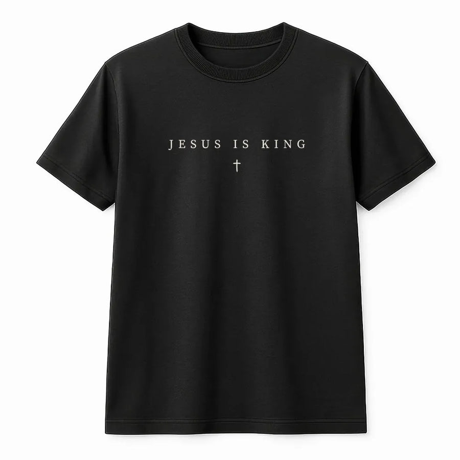 Jesus Is King T-Shirt | Minimalist Cross Design | Premium Cotton-Poly Blend | Christian Faith Gift for Men and Women