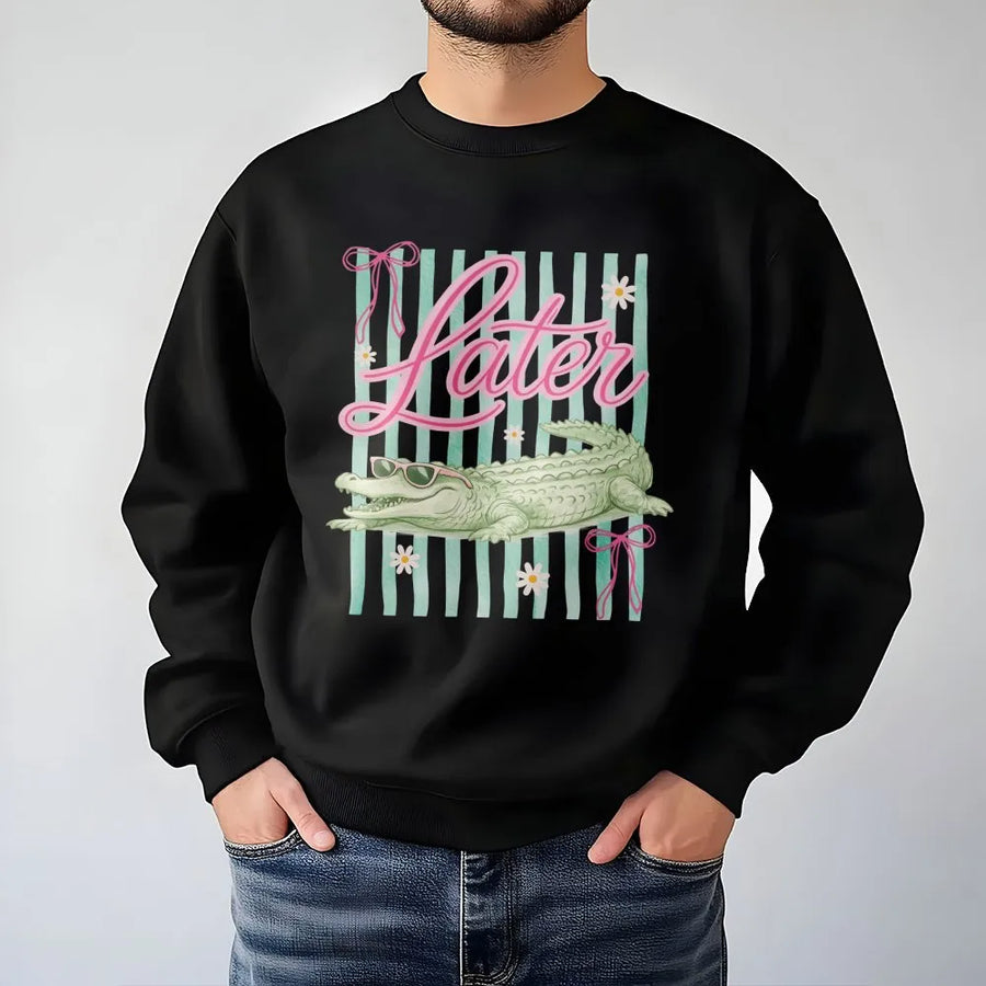 See You Later Alligator Sweatshirt | Cute Gator Summer Graphic | Premium Cotton Blend Sweatshirt | Last Day of School Teacher Gift