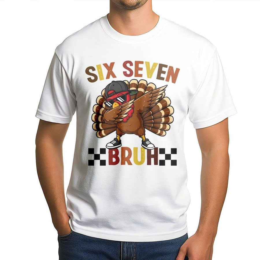 Six Seven Thanksgiving T-Shirt | Dabbing Turkey Funny Meme Graphic | Premium Soft Cotton Tee | Kids & Youth Holiday Gift For Boys And Girls