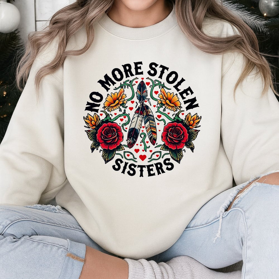 No More Stolen Sisters Sweatshirt | MMIW Awareness Floral Design | Premium Cotton Blend | Social Justice Gift for Indigenous Women Supporters