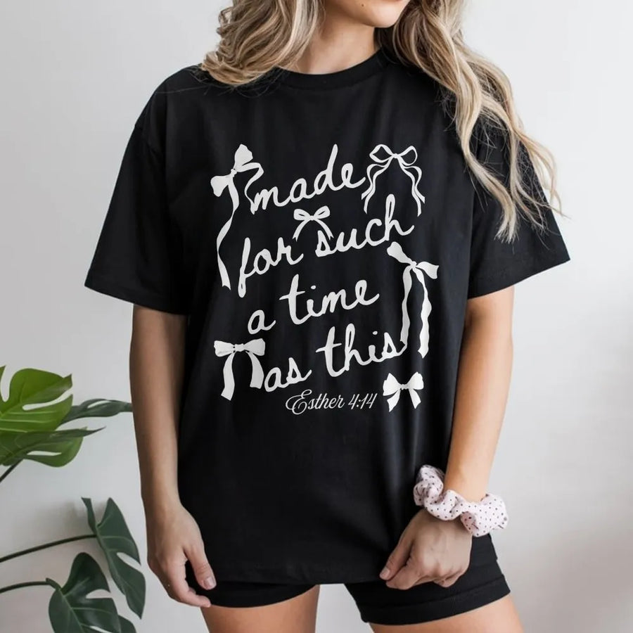 Esther 4:14 T-Shirt | Coquette Bow Aesthetic Bible Verse | Soft Cotton Christian Apparel | Faith-Based Gift for Women & Teens