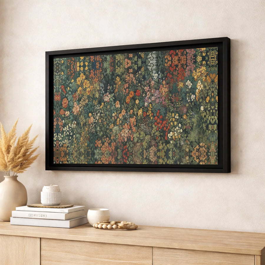 Millefleurs Floral Canvas Wall Art | Vintage Botanical Meadow Print | Gallery-Quality 1.25-Inch Profile | Cottagecore Home Decor Gift
