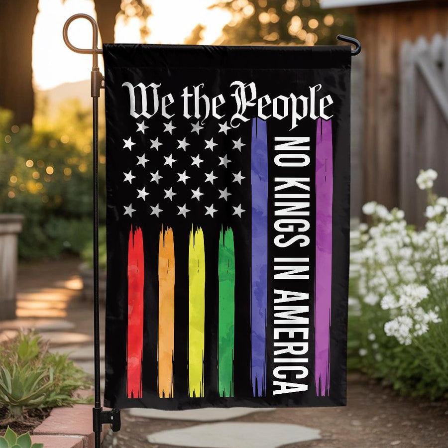 We The People Garden Flag | No Kings In America Patriotic Pride Decor | Durable Polyester Outdoor Yard Sign | Weather-Resistant All-Season Gift