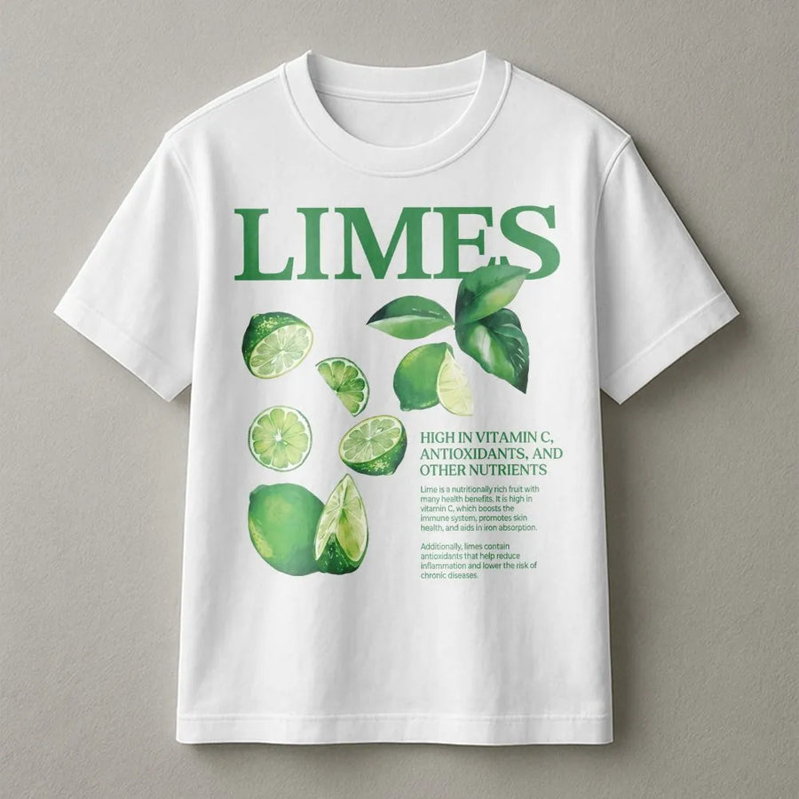 Botanical Lime T-Shirt | Y2K Aesthetic Fruit Graphic | Premium Cotton Tee | Gift for Foodies and Health Enthusiasts