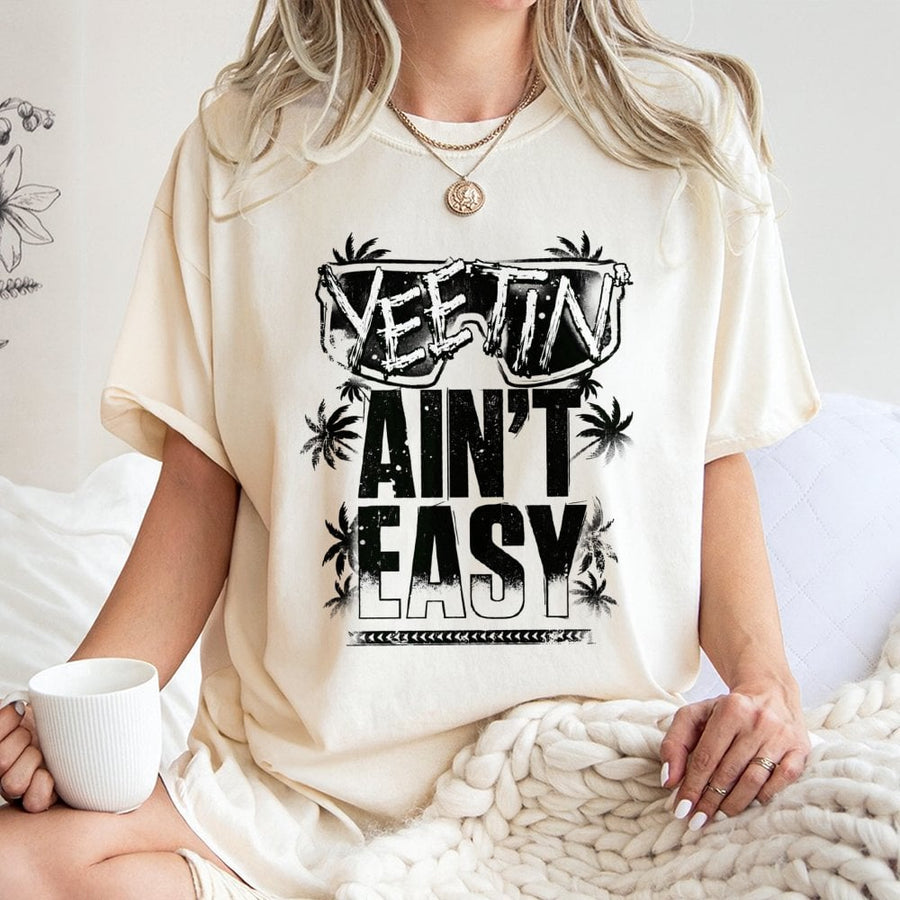 Yeetin' Ain't Easy T-Shirt | Retro Palm Tree Graphic Tee | 100% Premium Cotton | Wrestling Fan Gift Unisex Shirt