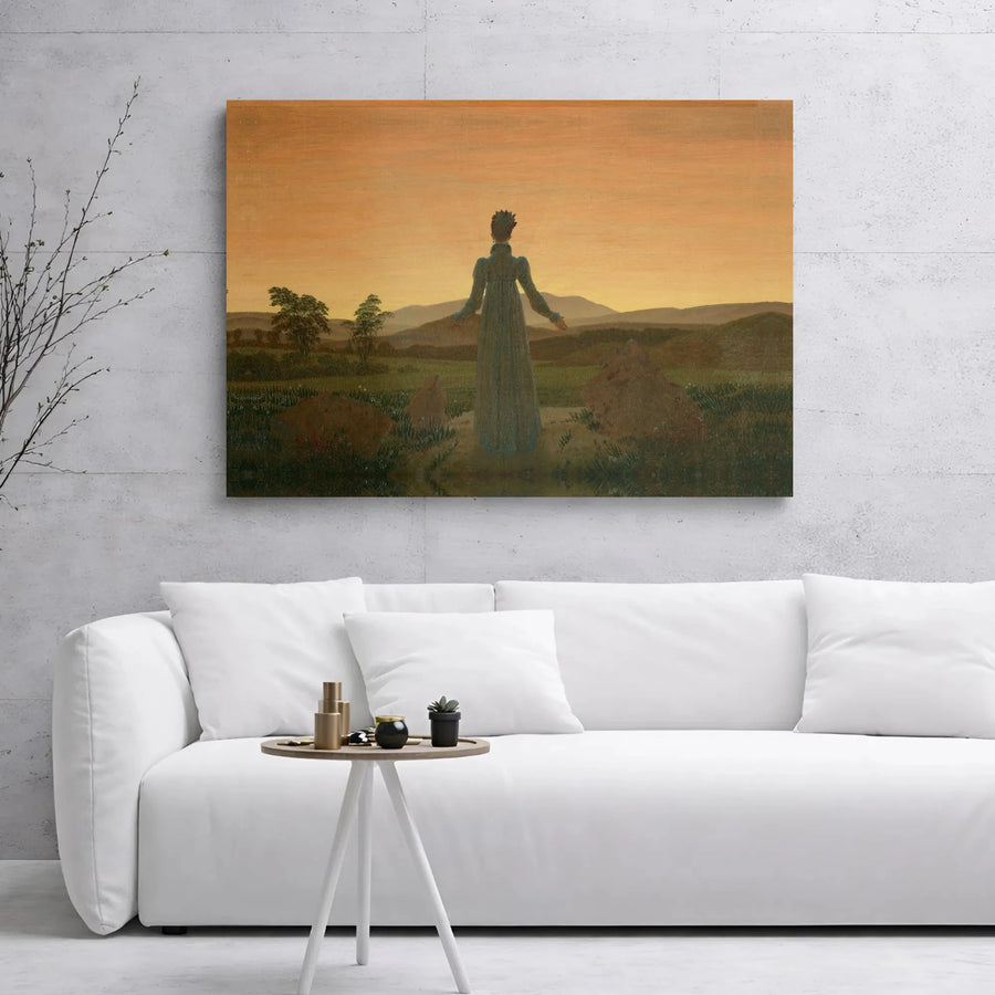 Woman Before The Rising Sun Canvas | Caspar David Friedrich Romanticism Art | 1.25 Inch Gallery Wrap | Classic Fine Art Home Decor