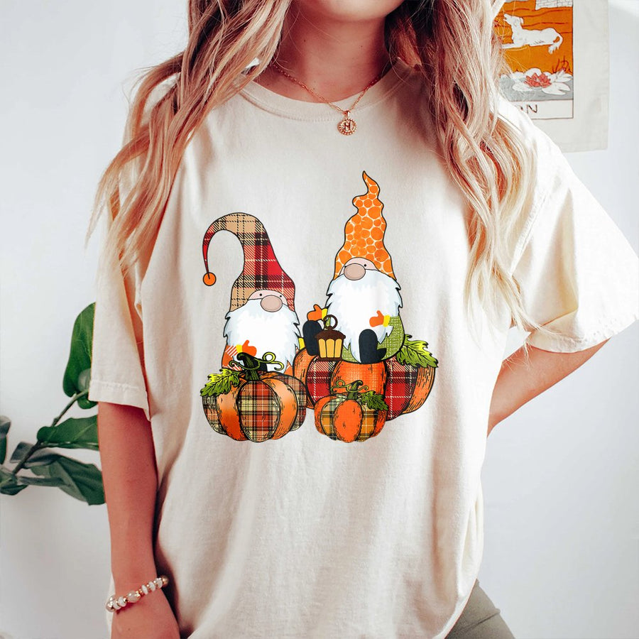 Fall Gnome T-Shirt | Cute Pumpkin Patch Graphic Print | Premium Soft Cotton | Thanksgiving Halloween Gift For Women And Men