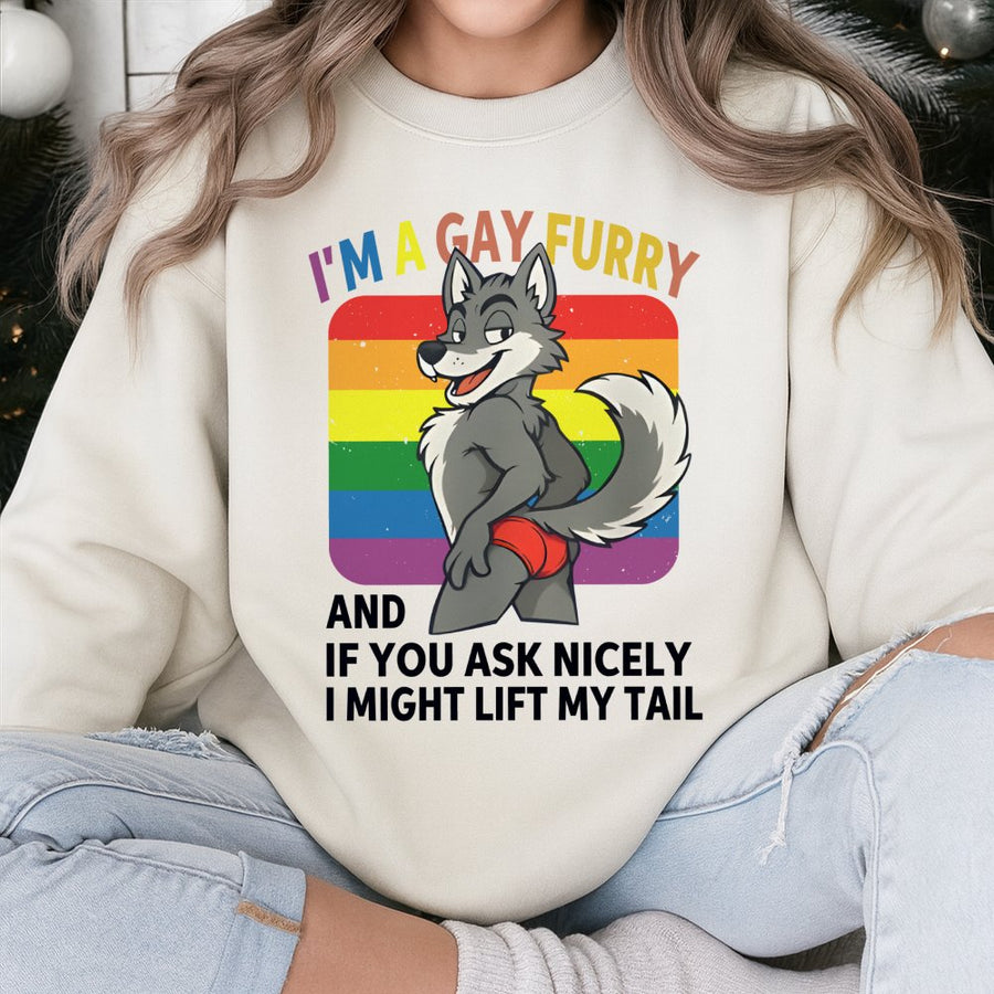 Gay Furry Pride Sweatshirt | Rainbow Wolf Design | Cotton-Blend Premium Apparel | Cute LGBTQ Gift for Furry Fandom Fans