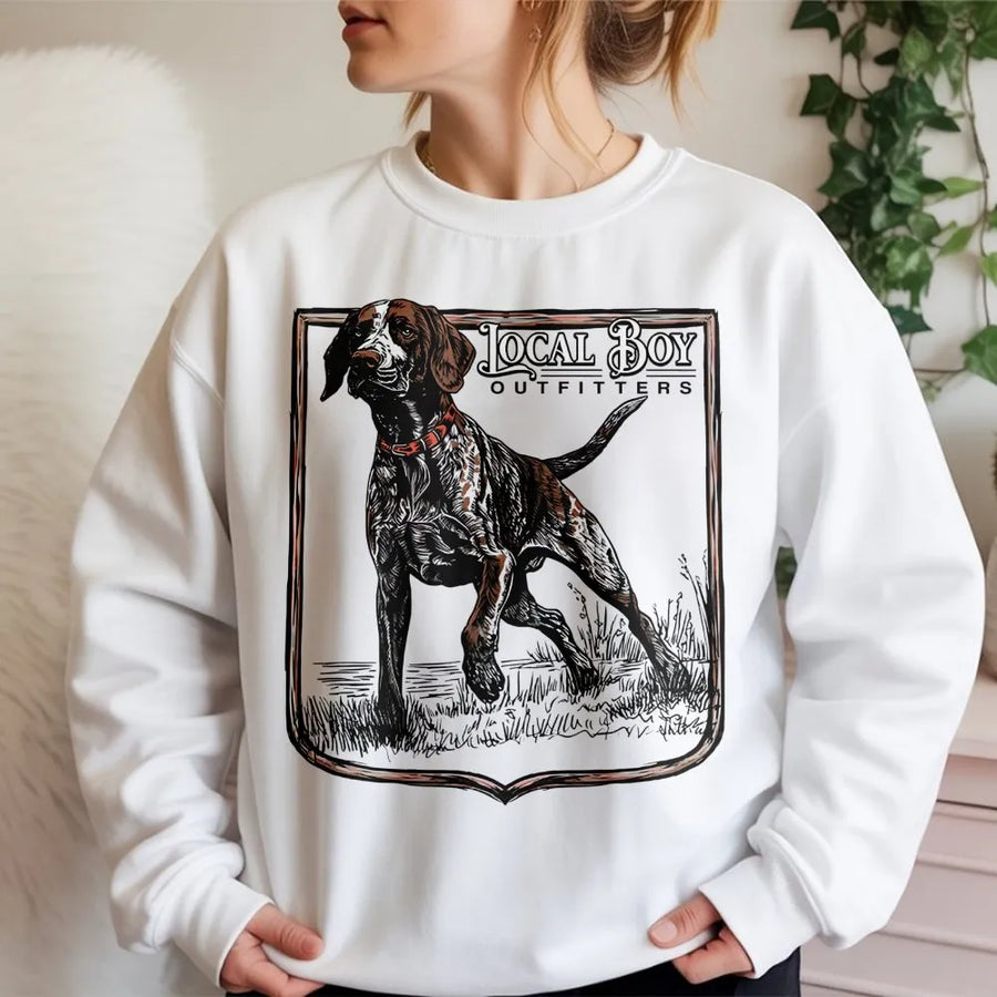 German Shorthaired Pointer Sweatshirt | Vintage Hunting Dog Graphic Print | Premium Cotton Blend Crewneck | Outdoor Gift for Dog Lovers & Hunters