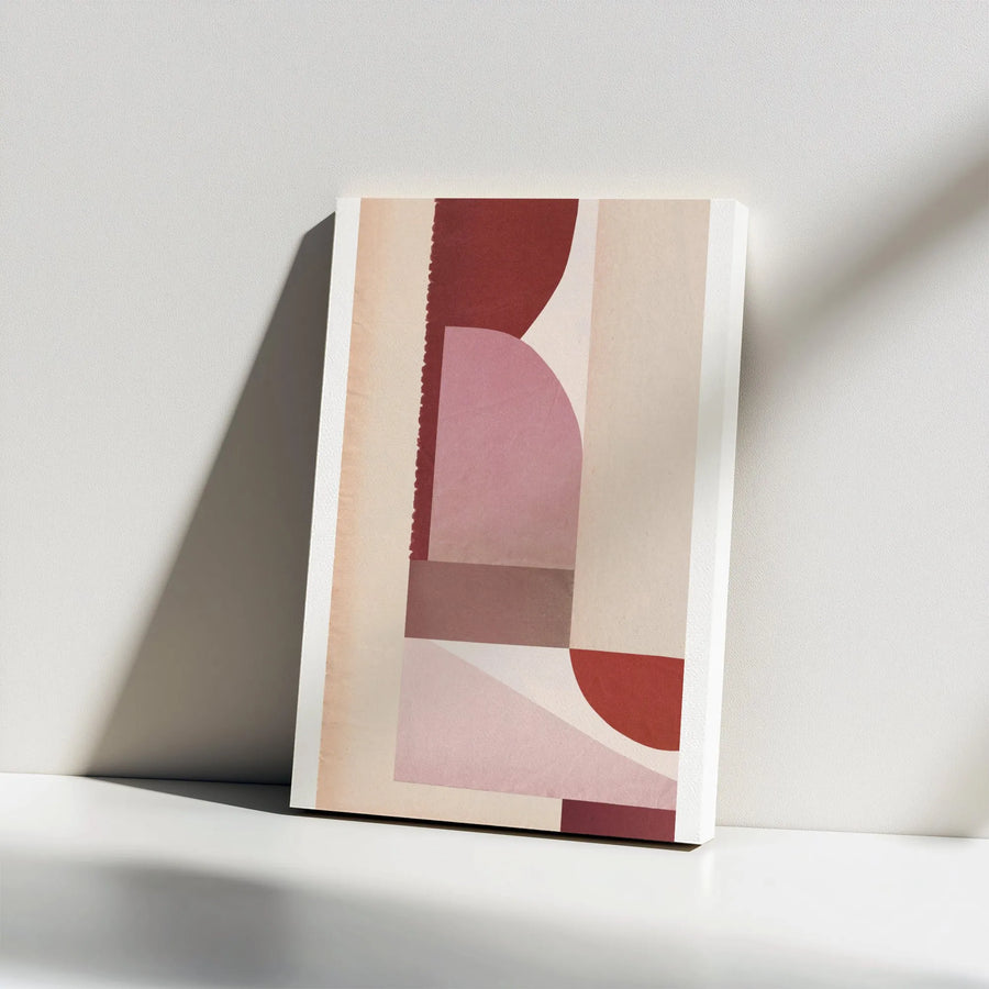 Abstract Geometric Vertical Canvas | Terracotta And Blush Shapes | Premium Gallery Wrapped Canvas | Modern Living Room Wall Decor Gift