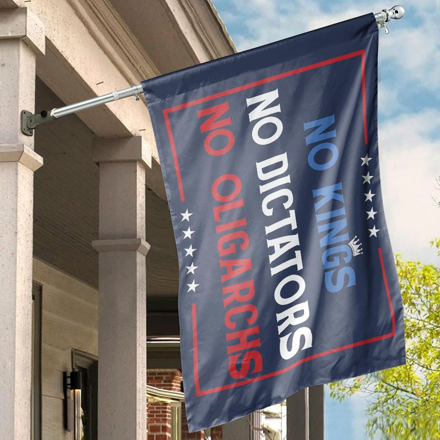 No Kings No Dictators No Oligarchs House Flag | Anti-Tyranny Banner | Premium UV-Resistant Polyester | Patriotic Statement Decor for Home