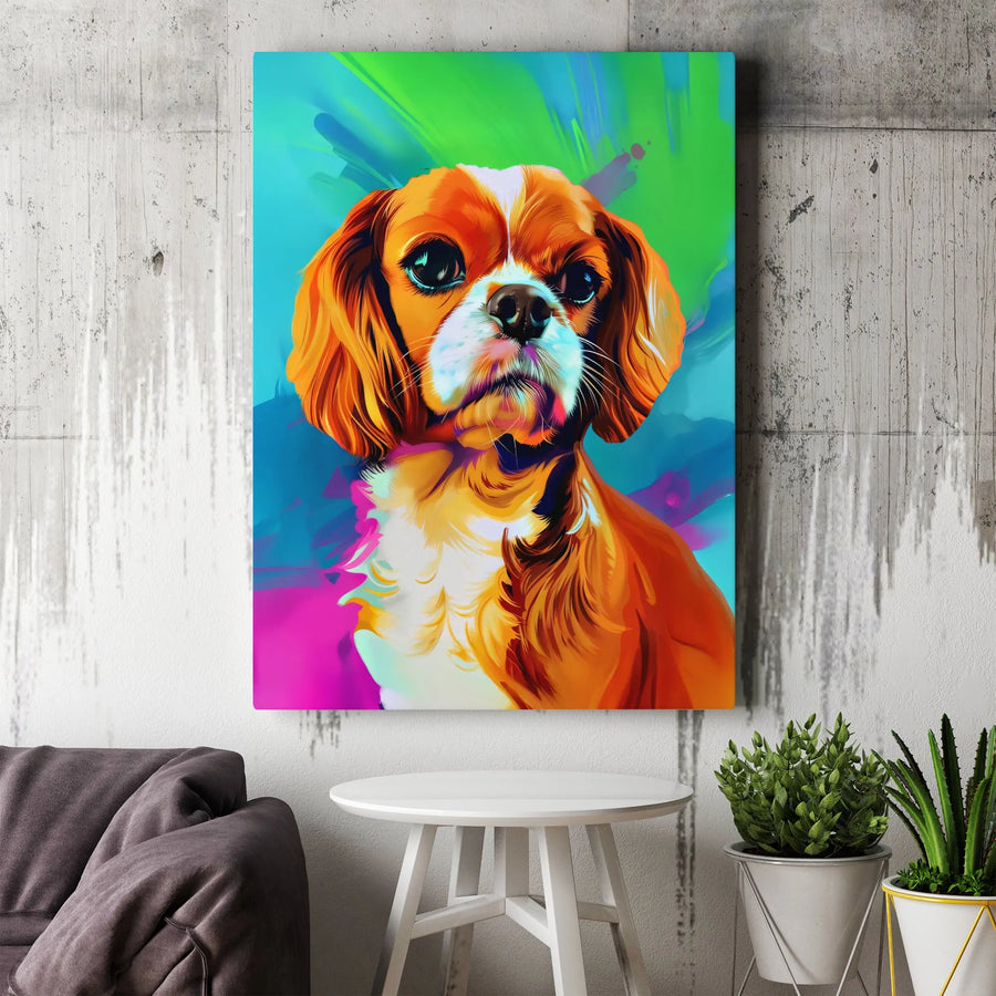 Cavalier King Charles Spaniel Wall Art | Colorful Pop Art Dog Portrait | Premium 1.25" Gallery Canvas | Unique Pet Lover Gift Decor