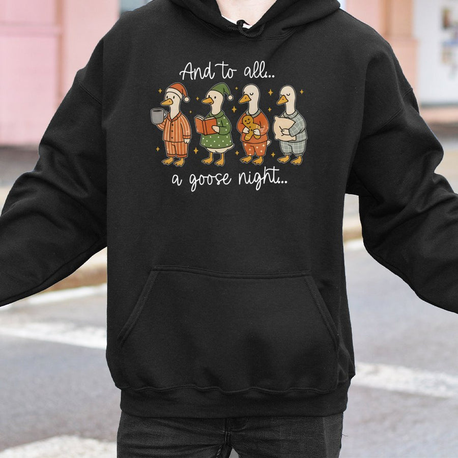 Goose Christmas Hoodie | Cute Pajama Geese Graphic | Premium Cotton Blend | Funny Holiday Gift for Goose Lovers