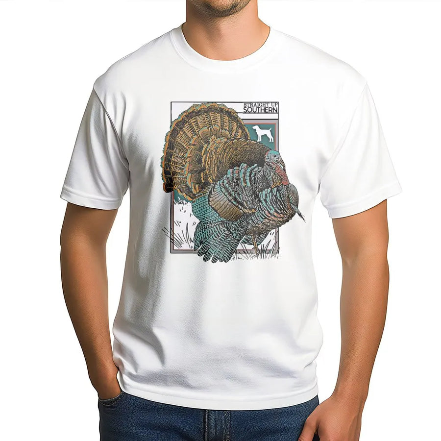 Wild Turkey Hunting T-Shirt | Retro Outdoors Graphic Print | Premium Soft Cotton Tee | Gift for Hunter Men and Women