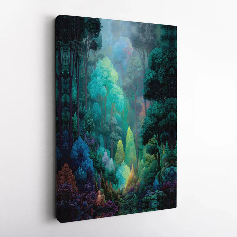 Enchanted Forest Wall Art | Vibrant Jewel-Toned Surreal Landscape | Premium 1.25" Gallery Canvas | Dreamy Home Decor Print